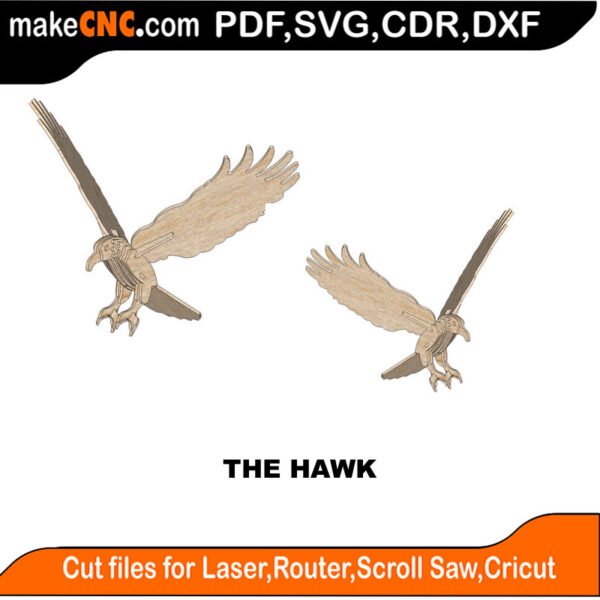 The Hawk MZST MakeCNC SVG DXF PDF CDR 3D puzzle pattern product image