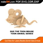 Toon Animals Gus Mouse MakeCNC SVG DXF PDF CDR 3D puzzle pattern product image