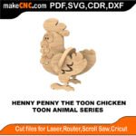 Toon Animals Henny Penny Chicken MakeCNC SVG DXF PDF CDR 3D puzzle pattern product image