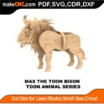 Toon Animals Max Bison MakeCNC SVG DXF PDF CDR 3D puzzle pattern product image
