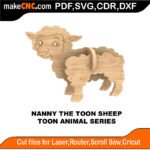 Toon Animals Nanny Sheep MakeCNC SVG DXF PDF CDR 3D puzzle pattern product image