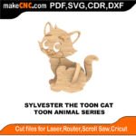 Toon Animals Sylvester Cat MakeCNC SVG DXF PDF CDR 3D puzzle pattern product image