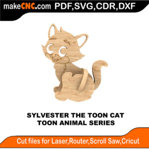 Toon Animals Sylvester Cat MakeCNC SVG DXF PDF CDR 3D puzzle pattern product image