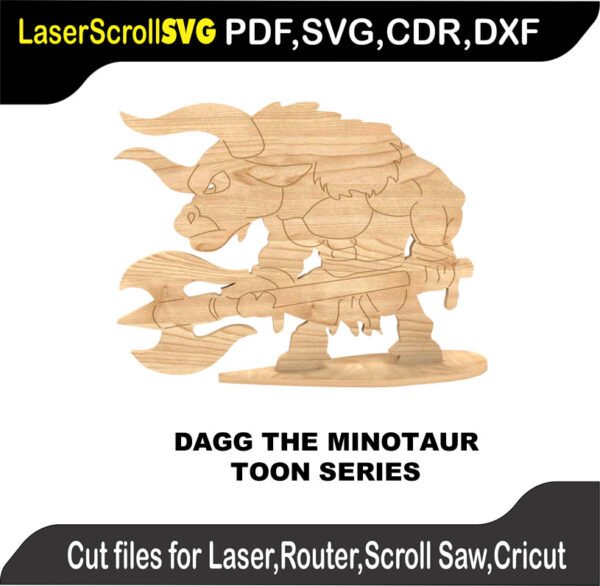 Toon Dagg Minotaur MakeCNC SVG DXF PDF CDR 3D puzzle pattern product image