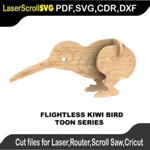 Toon Flightless Kiwi Bird MakeCNC SVG DXF PDF CDR 3D puzzle pattern product image
