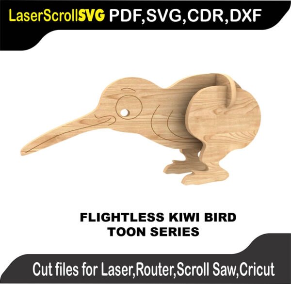 Toon Flightless Kiwi Bird MakeCNC SVG DXF PDF CDR 3D puzzle pattern product image