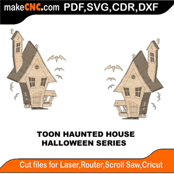 Toon Haunted House MZST MakeCNC SVG DXF PDF CDR 3D puzzle pattern product image