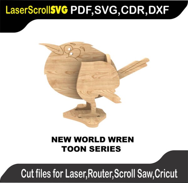 Toon New World Wren MakeCNC SVG DXF PDF CDR 3D puzzle pattern product image