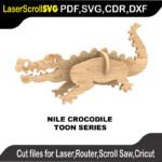 Toon Nile Crocodile MakeCNC SVG DXF PDF CDR 3D puzzle pattern product image