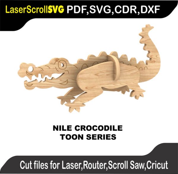 Toon Nile Crocodile MakeCNC SVG DXF PDF CDR 3D puzzle pattern product image