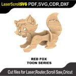 Toon Red Fox MakeCNC SVG DXF PDF CDR 3D puzzle pattern product image