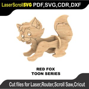 Toon Red Fox MakeCNC SVG DXF PDF CDR 3D puzzle pattern product image