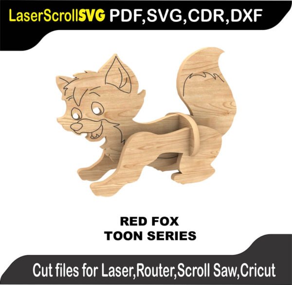 Toon Red Fox MakeCNC SVG DXF PDF CDR 3D puzzle pattern product image