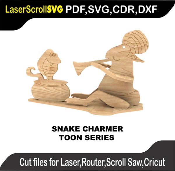 Toon Snake Charmer MakeCNC SVG DXF PDF CDR 3D puzzle pattern product image