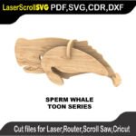 Toon Sperm Whale MakeCNC SVG DXF PDF CDR 3D puzzle pattern product image