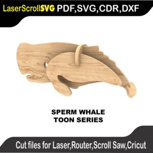Toon Sperm Whale MakeCNC SVG DXF PDF CDR 3D puzzle pattern product image