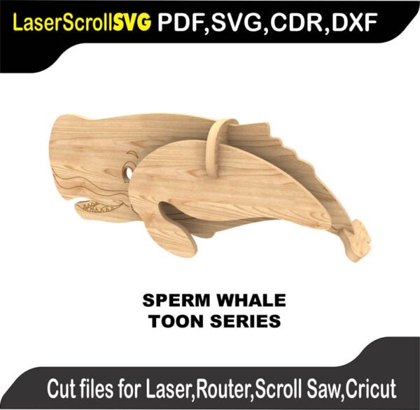 Toon Sperm Whale MakeCNC SVG DXF PDF CDR 3D puzzle pattern product image