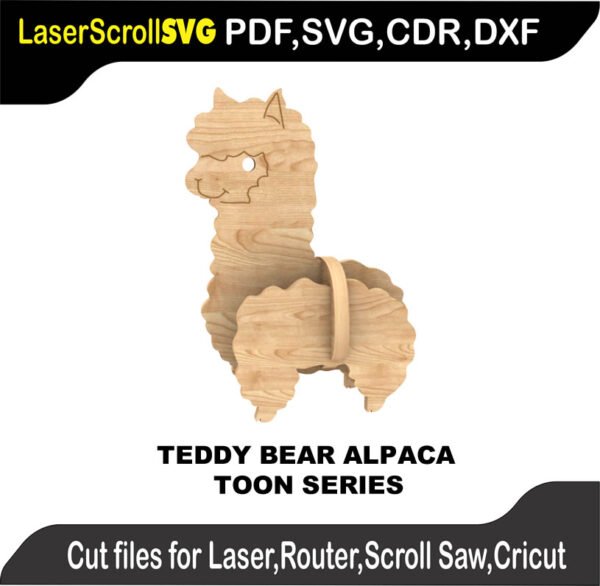 Toon Teddy Bear Alpaca MakeCNC SVG DXF PDF CDR 3D puzzle pattern product image