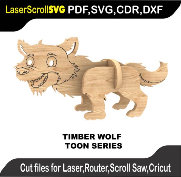 Toon Timber Wolf MakeCNC SVG DXF PDF CDR 3D puzzle pattern product image