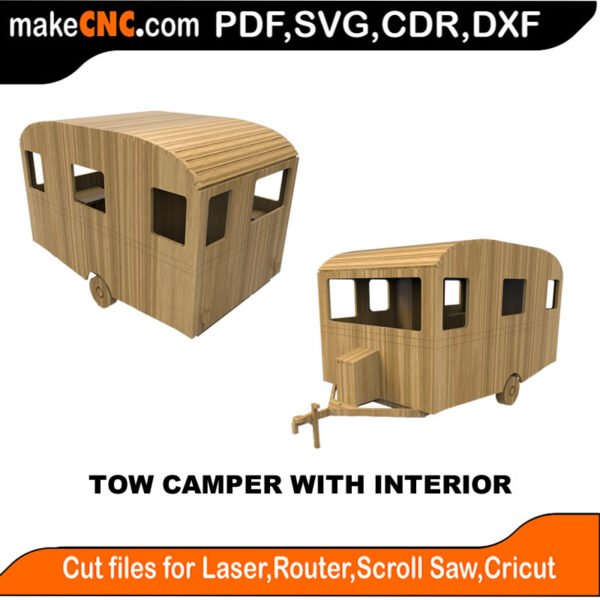 Tow Camper with Interior MZST MakeCNC SVG DXF PDF CDR 3D puzzle pattern product image
