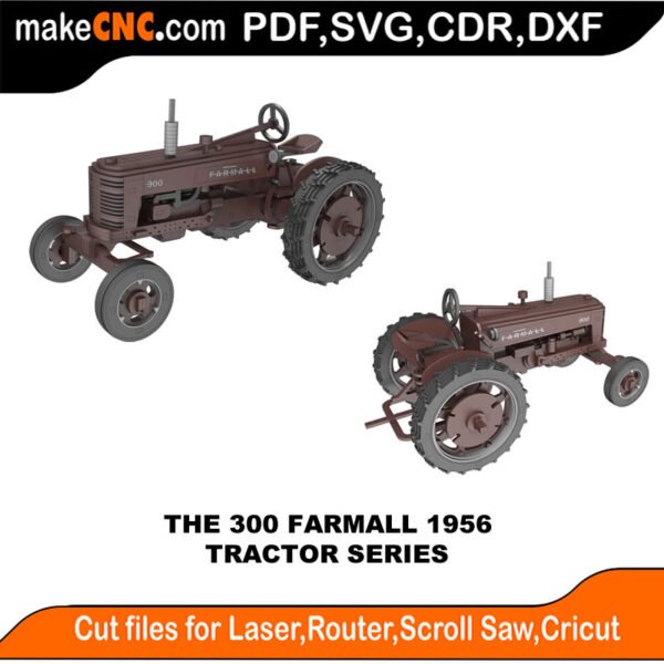 Tractor Farmall 300 1956 Vehicle MakeCNC SVG DXF PDF CDR 3D puzzle pattern product image