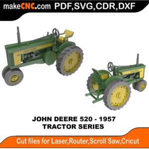 Tractor John Deere 520 1957 MakeCNC SVG DXF PDF CDR 3D puzzle pattern product image