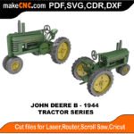 Tractor John Deere B 1944 MakeCNC SVG DXF PDF CDR 3D puzzle pattern product image