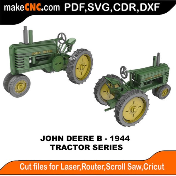 Tractor John Deere B 1944 MakeCNC SVG DXF PDF CDR 3D puzzle pattern product image