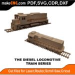 Train Diesel Locomotive MakeCNC SVG DXF PDF CDR 3D puzzle pattern product image