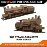 Train Steam Locomotive MakeCNC SVG DXF PDF CDR 3D puzzle pattern product image