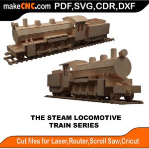 Train Steam Locomotive MakeCNC SVG DXF PDF CDR 3D puzzle pattern product image