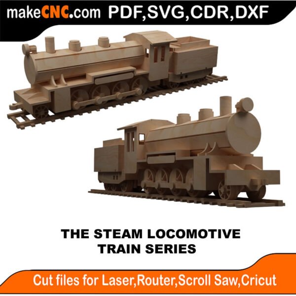 Train Steam Locomotive MakeCNC SVG DXF PDF CDR 3D puzzle pattern product image