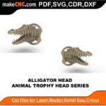 Trophy Head Alligator FB MakeCNC SVG DXF PDF CDR 3D puzzle pattern product image