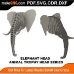 Trophy Head Elephant FB MakeCNC SVG DXF PDF CDR 3D puzzle pattern product image