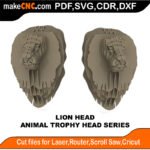 Trophy Head Lion FB MakeCNC SVG DXF PDF CDR 3D puzzle pattern product image