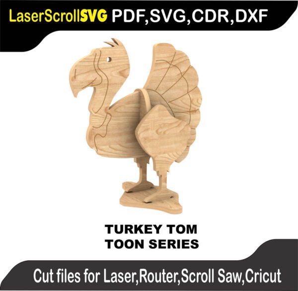 Turkey Tom Toon MakeCNC SVG DXF PDF CDR 3D puzzle pattern product image