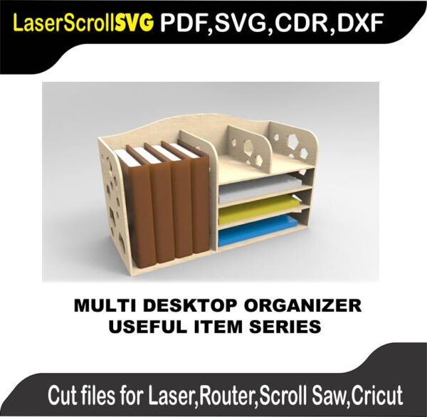 Useful Multi Desktop Organizer MakeCNC SVG DXF PDF CDR 3D puzzle pattern product image