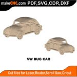 VW Beetle Bug Car MZST MakeCNC SVG DXF PDF CDR 3D puzzle pattern product image