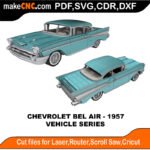 Vehicle Chevrolet Bel Air 1957 MakeCNC SVG DXF PDF CDR 3D puzzle pattern product image