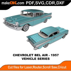 Vehicle Chevrolet Bel Air 1957 MakeCNC SVG DXF PDF CDR 3D puzzle pattern product image