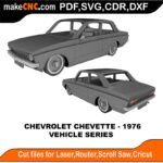 Vehicle Chevrolet Chevette 1976 MakeCNC SVG DXF PDF CDR 3D puzzle pattern product image