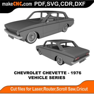 Vehicle Chevrolet Chevette 1976 MakeCNC SVG DXF PDF CDR 3D puzzle pattern product image