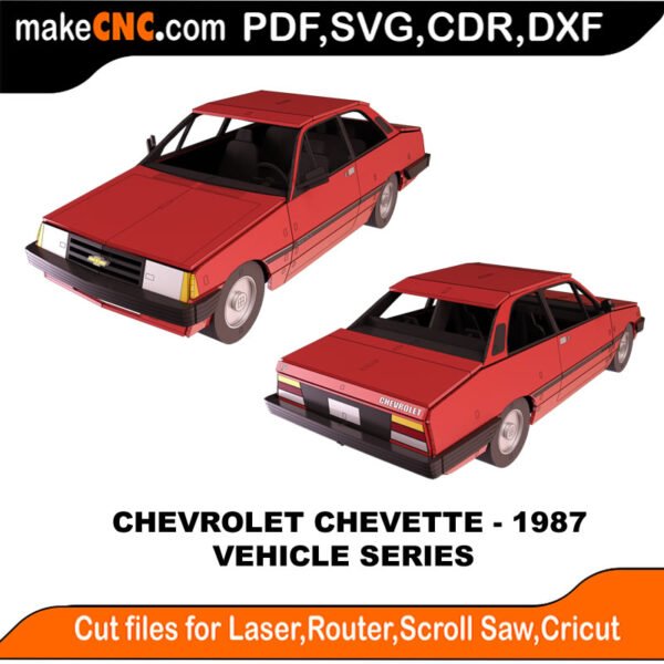 Vehicle Chevrolet Chevette 1987 MakeCNC SVG DXF PDF CDR 3D puzzle pattern product image