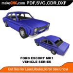 Vehicle Ford Escort MK1 MakeCNC SVG DXF PDF CDR 3D puzzle pattern product image