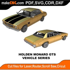 Vehicle Holden Monaro GTS MakeCNC SVG DXF PDF CDR 3D puzzle pattern product image