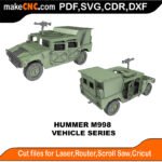 Vehicle Hummer M998 MakeCNC SVG DXF PDF CDR 3D puzzle pattern product image