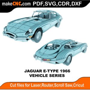 Vehicle Jaguar E-Type 1966 MakeCNC SVG DXF PDF CDR 3D puzzle pattern product image