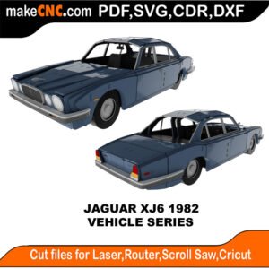 Vehicle Jaguar XJ6 1982 MakeCNC SVG DXF PDF CDR 3D puzzle pattern product image