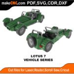 Vehicle Lotus 7 MakeCNC SVG DXF PDF CDR 3D puzzle pattern product image