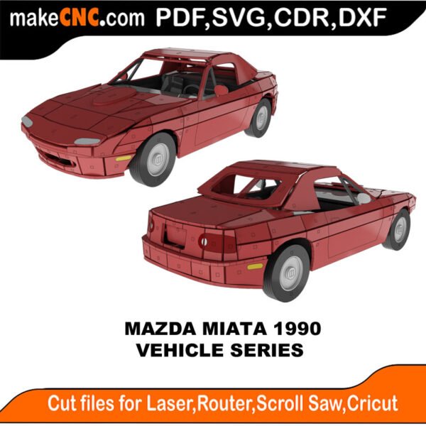 Vehicle Mazda Miata 1990 MakeCNC SVG DXF PDF CDR 3D puzzle pattern product image
